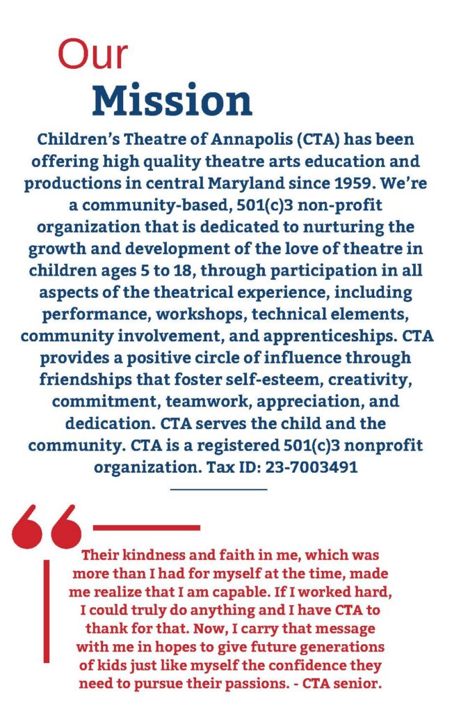 CTA 2024-2025 sponsor brochure, page 3 of 12: Our Mission