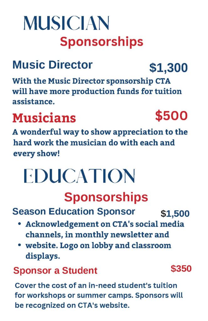 CTA 2024-2025 sponsor brochure, page 7 of 12: Musician and Education Sponsorships