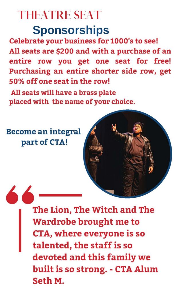 CTA 2024-2025 sponsor brochure, page 10 of 12: Theatre Seat Sponsorships