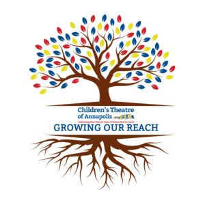 Growing Our Reach campaign logo: a tree with colorful leaves above the Children's Theatre of Annapolis name