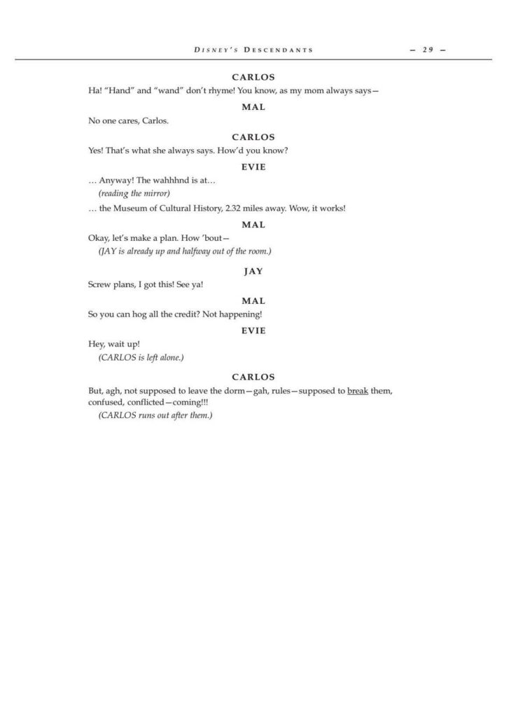 Descendants audition sides: Scene 4, script page 29