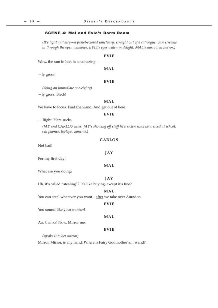 Descendants audition sides: Scene 4, script page 28