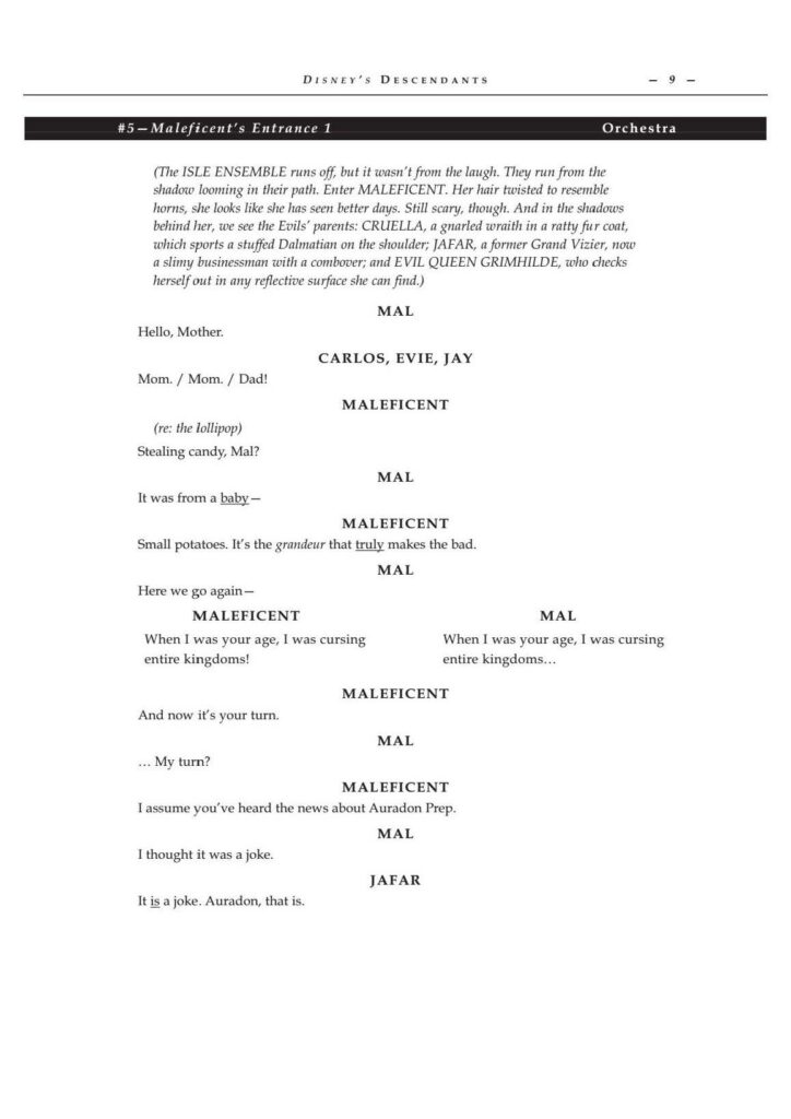 Descendants audition sides: script page 9