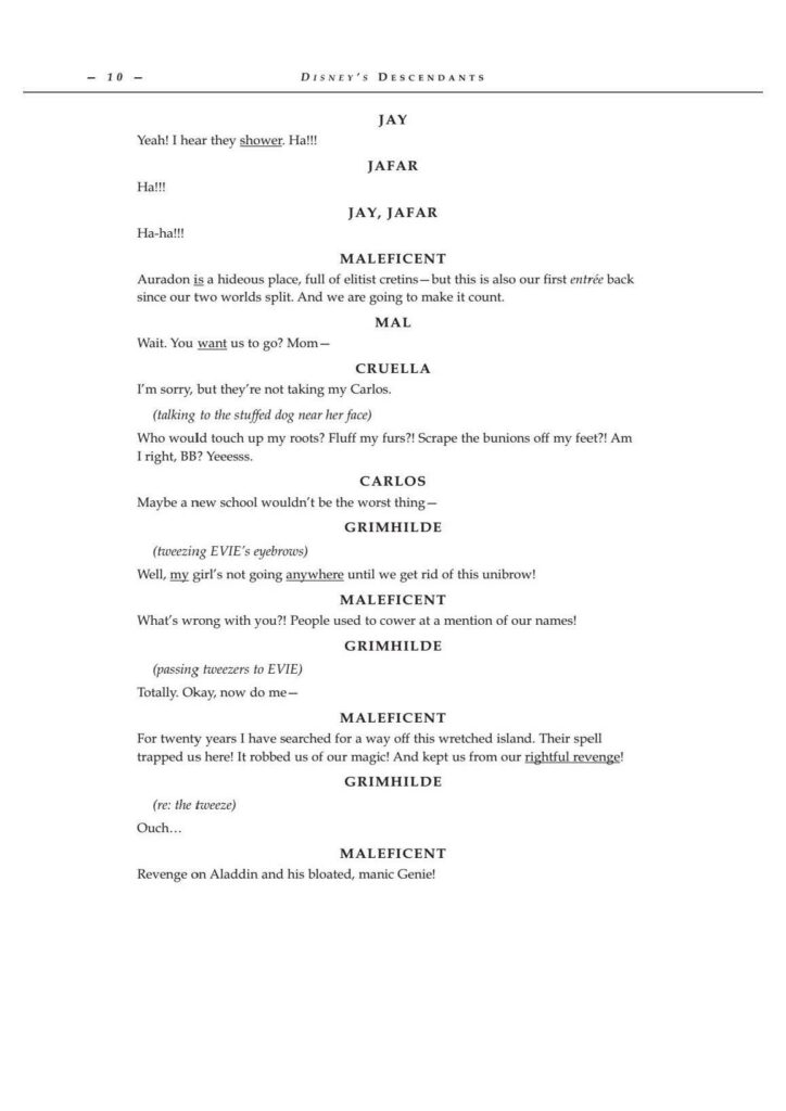 Descendants audition sides: script page 10