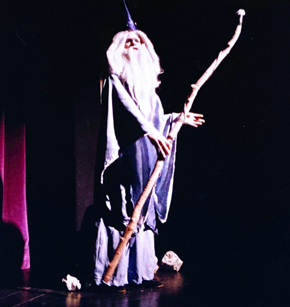 A wizard with a long beard and staff in CTA's The Hobbit (1987)