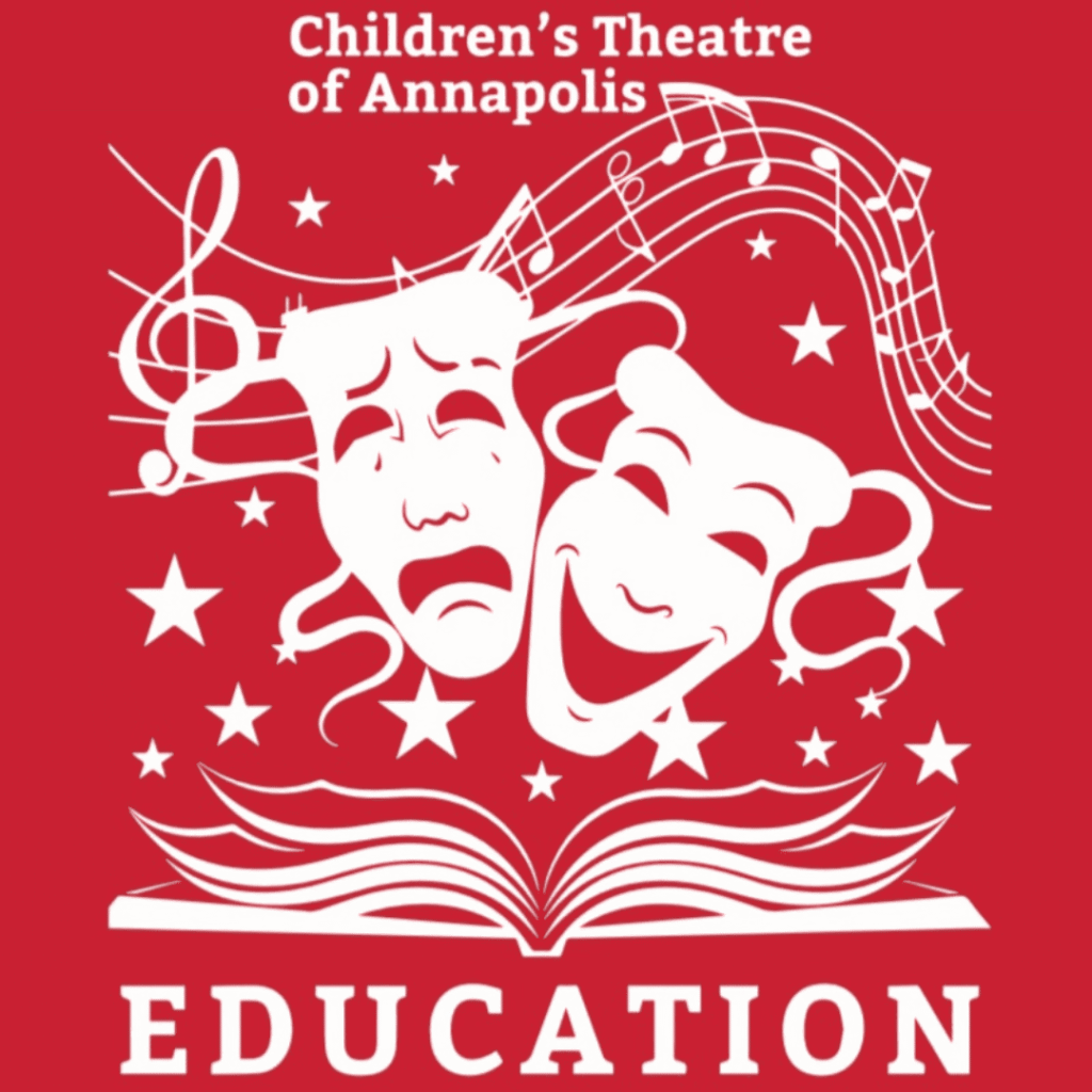 CTA Education logo: comedy and tragedy masks with music notes above an open book
