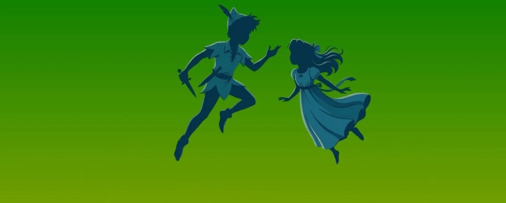 Peter Pan and Wendy flying