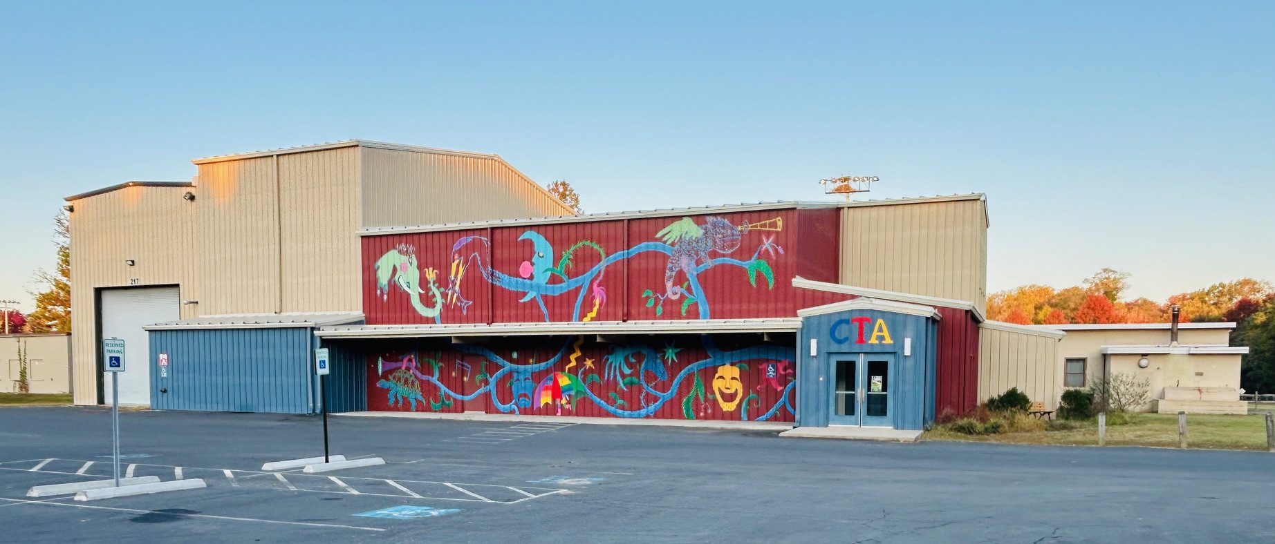 Exterior of the Children's Theatre of Annapolis building with a colorful mural